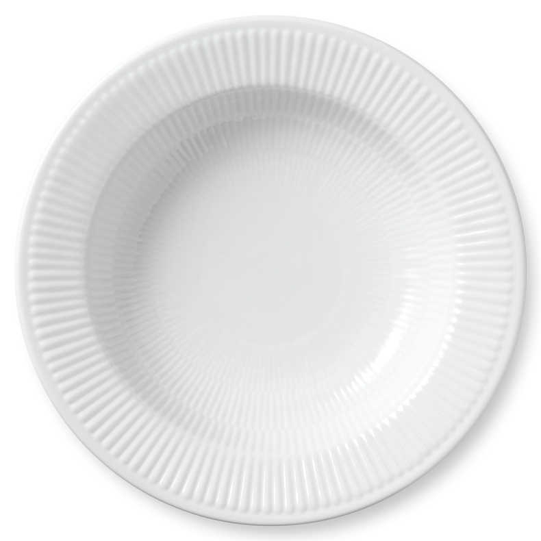 Royal Copenhagen hvid Riflet dyb tallerken 30 cm