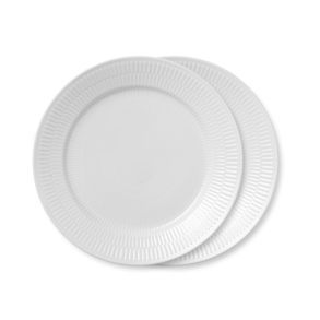Royal Copenhagen Hvid Riflet tallerken �27 cm 2-pak