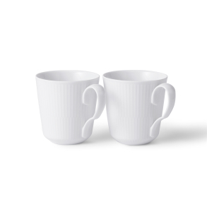 Royal Copenhagen Hvid Riflet krus hvid 28 cl 2-pak