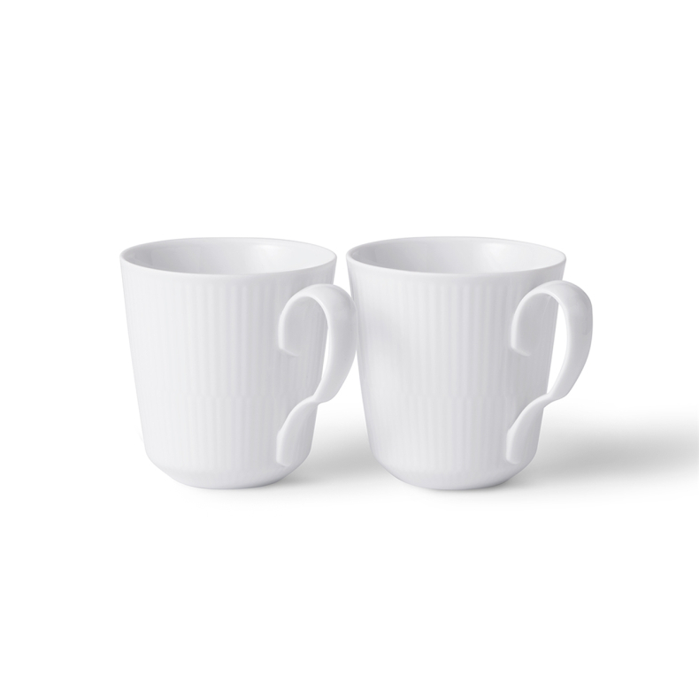 Royal Copenhagen Hvid Riflet krus hvid 28 cl 2-pak