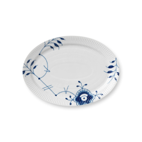 Royal Copenhagen Bl� Mega Riflet oval tallerken 28 cm