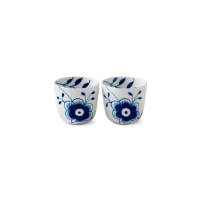 Royal Copenhagen bl� Mega Riflet fyrfadsstager 2 stk
