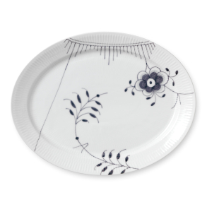 Royal Copenhagen Sort Mega Riflet oval tallerken 33 cm