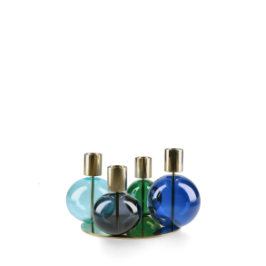 Holmegaard Bubble 4-armet Lysestage 17,5 cm bl/grn