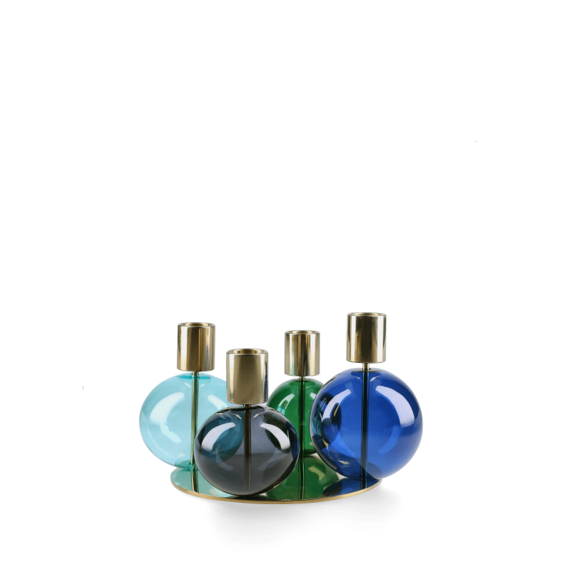 Holmegaard Bubble 4-armet Lysestage 17,5 cm bl/grn