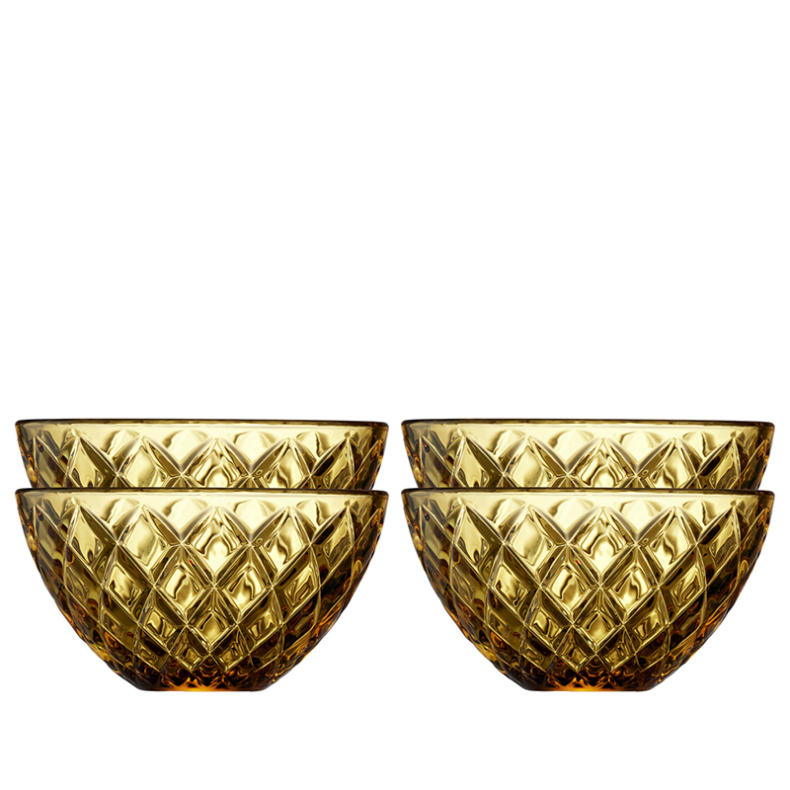 Lyngby Glas Sorrento skl amber 12cm 4 stk.