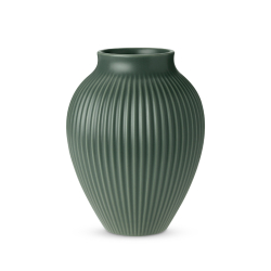 Knabstrup Keramik Ripple mat vase mrkegrn H20 cm