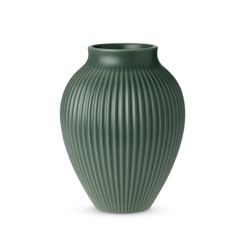 Knabstrup Keramik Ripple mat vase mrkegrn H20 cm