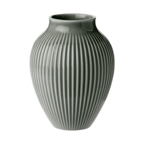 Knabstrup Keramik Ripple vase m�rkegr�n H12.5 cm