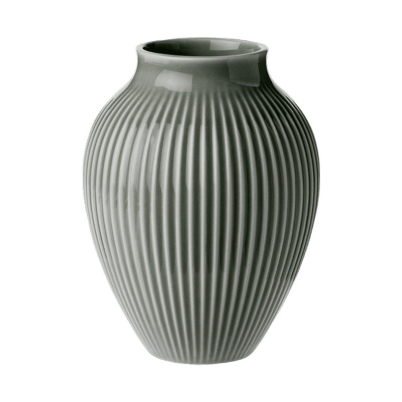 Knabstrup Keramik Ripple vase m�rkegr�n H12.5 cm