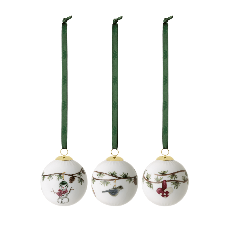 K�hler Hammersh�i Jul julekugle �6 cm hvid m. deko