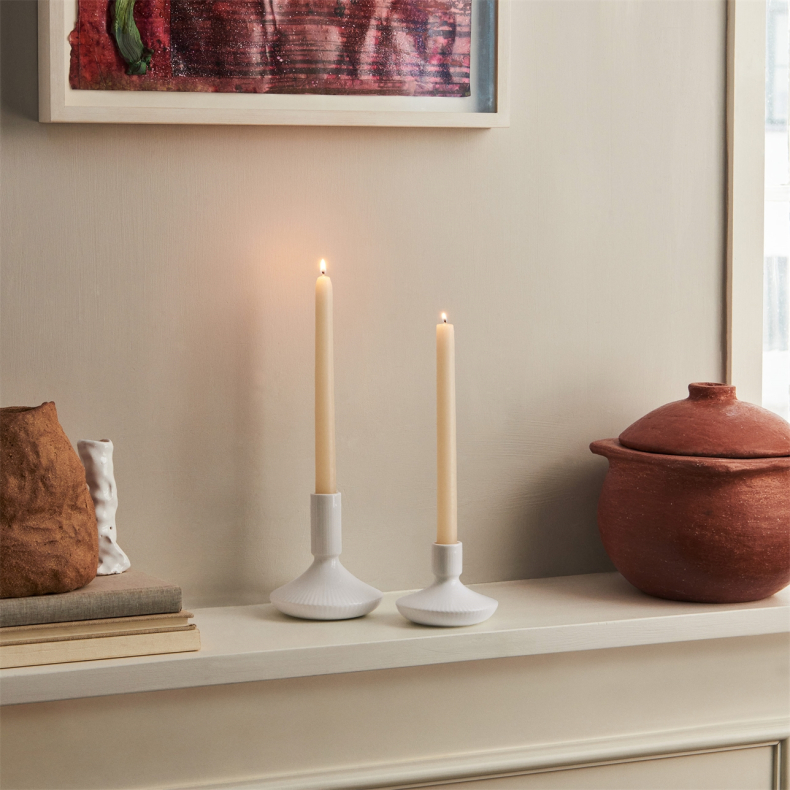 Royal Copenhagen Hvid Riflet lysestage 8 cm