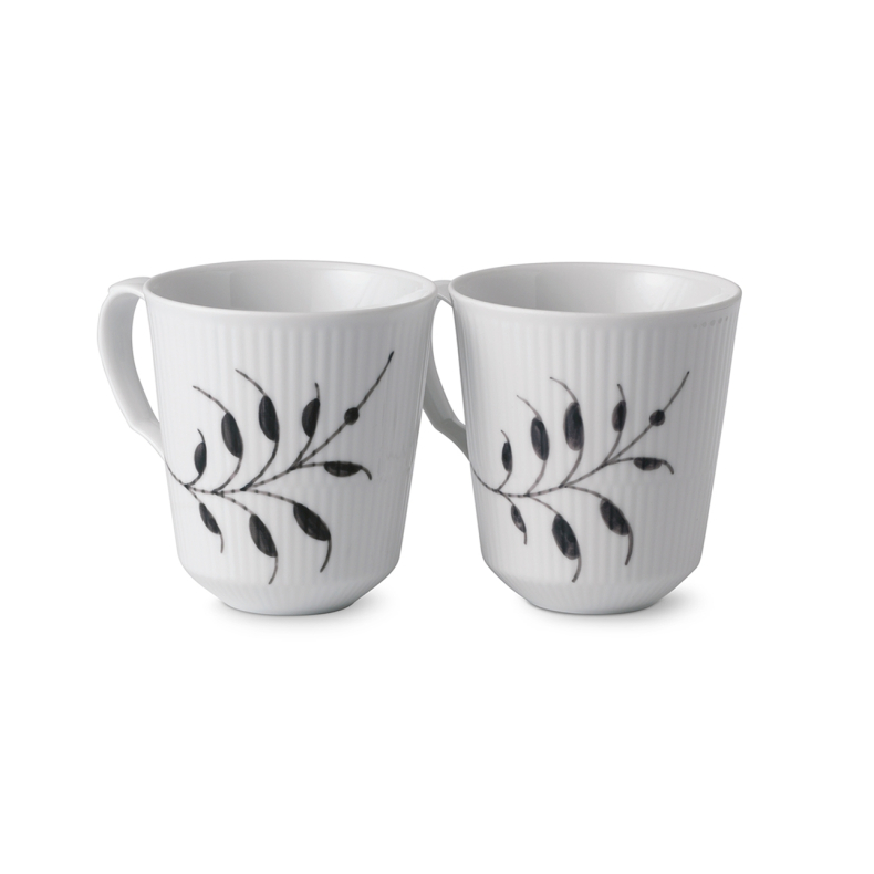 Royal Copenhagen Sort Mega Riflet krus 2 stk 38 cl