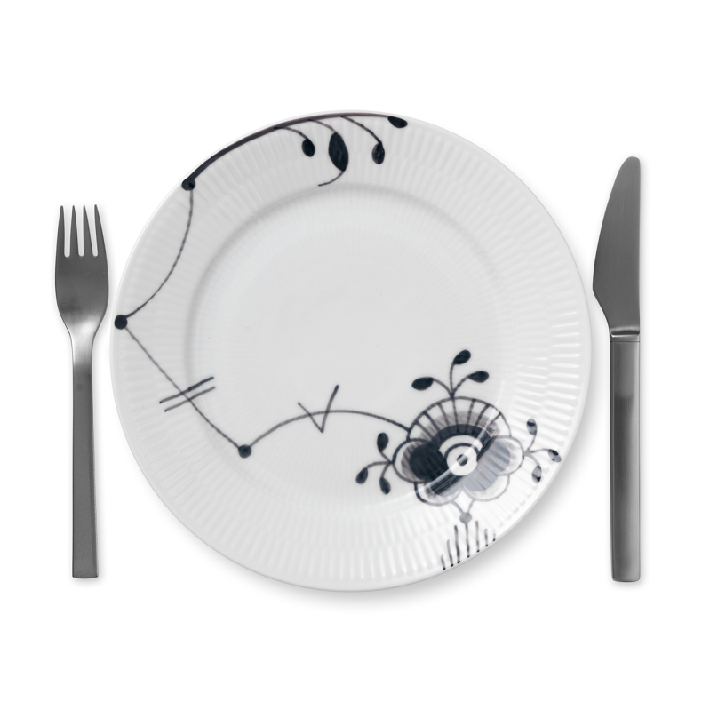 Royal Copenhagen Sort Mega Riflet nr 6 tallerken � 22 cm