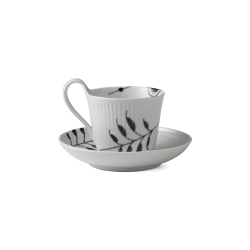 Royal Copenhagen Sort Mega Riflet h�jhankskop med underkop sort 24 cl