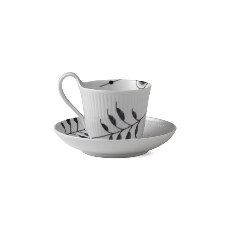 Royal Copenhagen Sort Mega Riflet h�jhankskop med underkop sort 24 cl