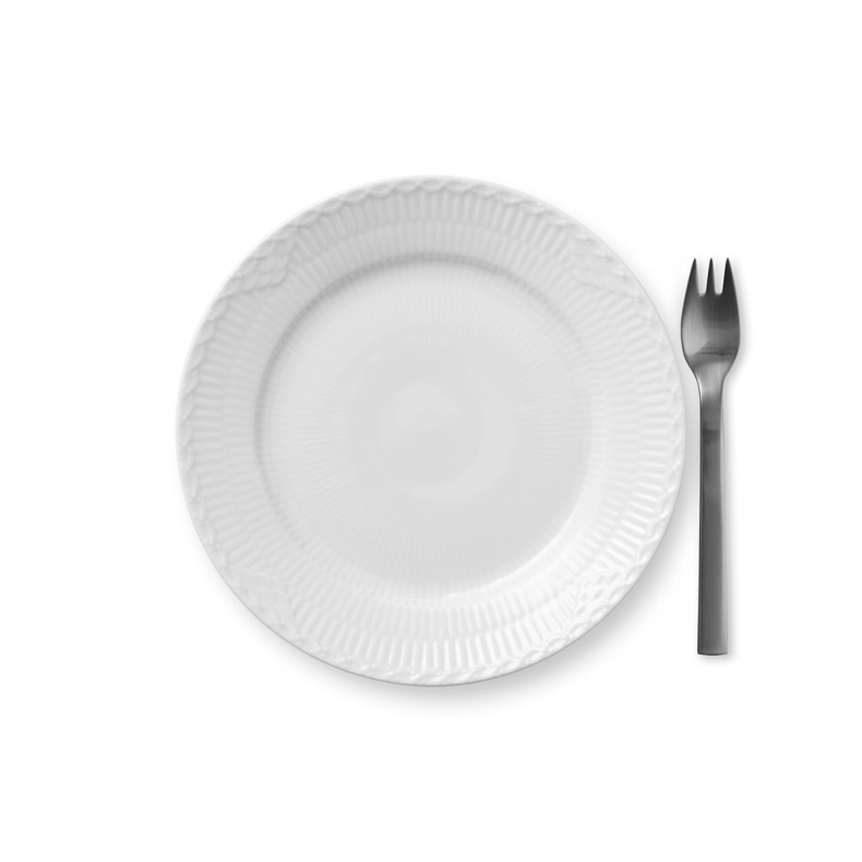 Royal Copenhagen Hvid Halvblonde flad tallerken 19 cm