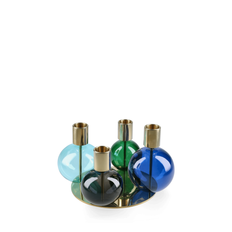 Holmegaard Bubble 4-armet Lysestage 17,5 cm bl/grn