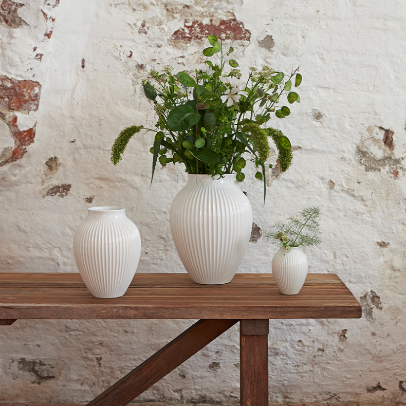 Knabstrup Keramik Ripple vase hvid H20 cm