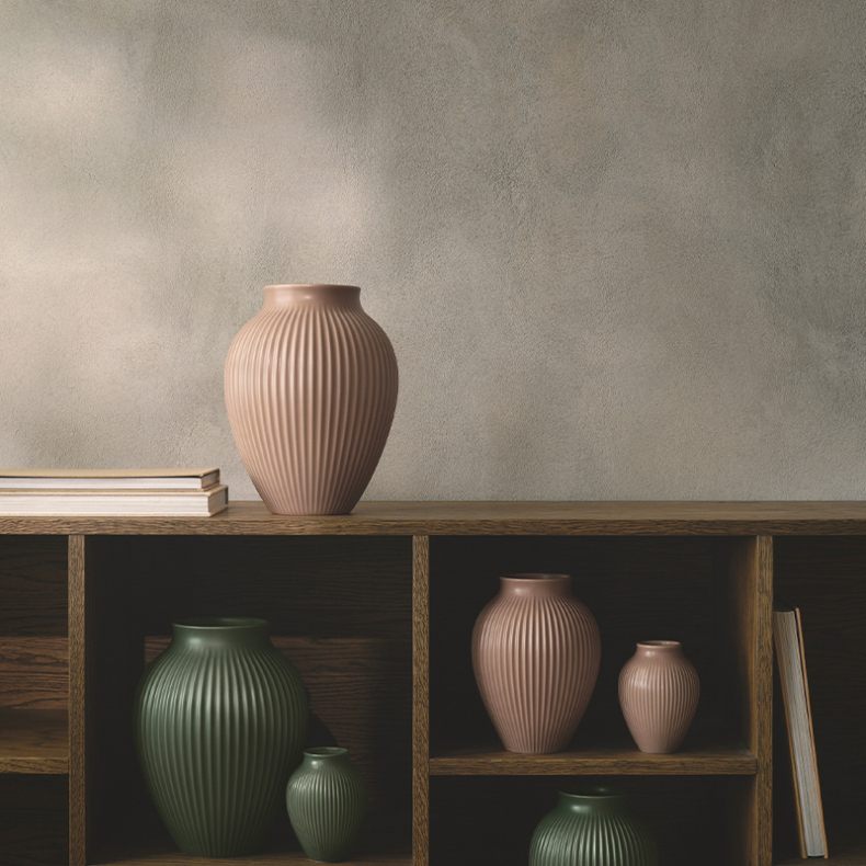 Knabstrup Keramik Ripple mat vase rosa H20 cm