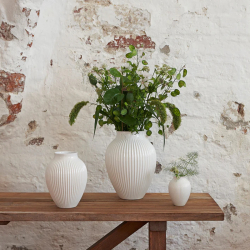 Knabstrup Keramik Ripple vase hvid H12,5 cm