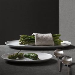 Royal Copenhagen Hvid Riflet aflangt fad hvid 37 cm