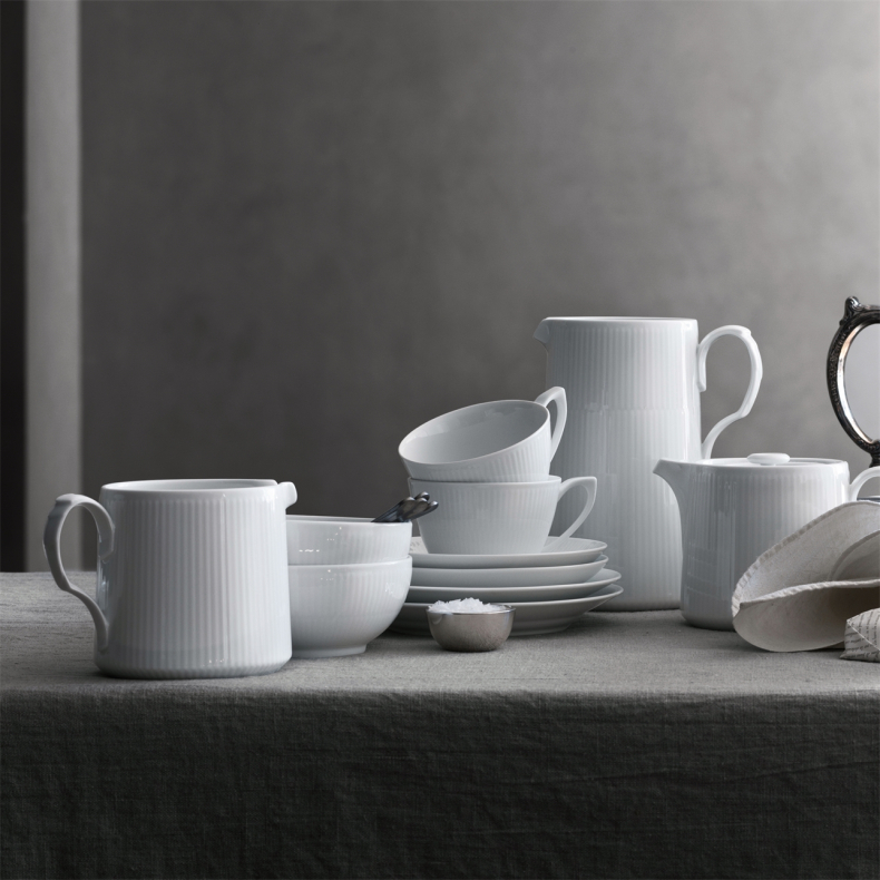 Royal Copenhagen Hvid Riflet tekande 0,75 liter