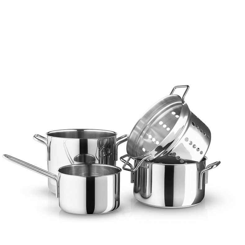 Eva Trio Recycled Stainless Steel grydest inklusiv pastaindsats 4 dele