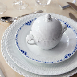 Royal Copenhagen Hvid Halvblonde tallerken � 25 cm