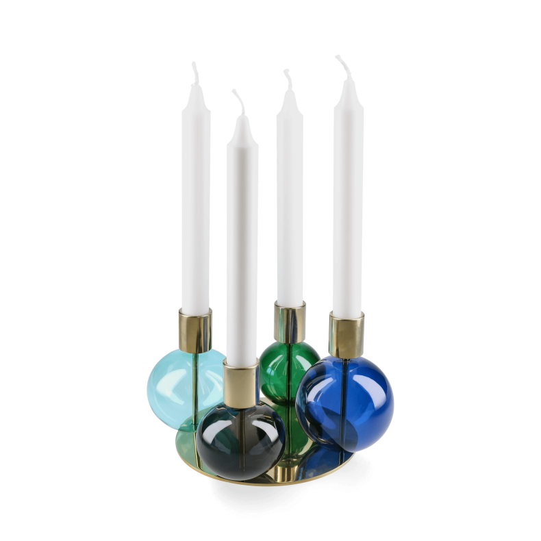 Holmegaard Bubble 4-armet Lysestage 17,5 cm bl/grn