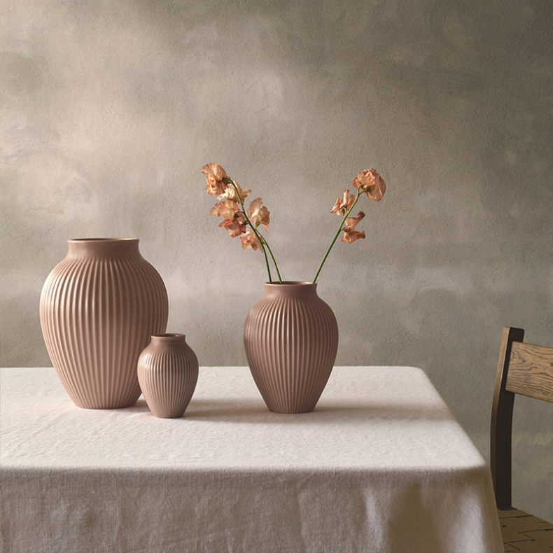 Knabstrup Keramik Ripple mat vase rosa H20 cm