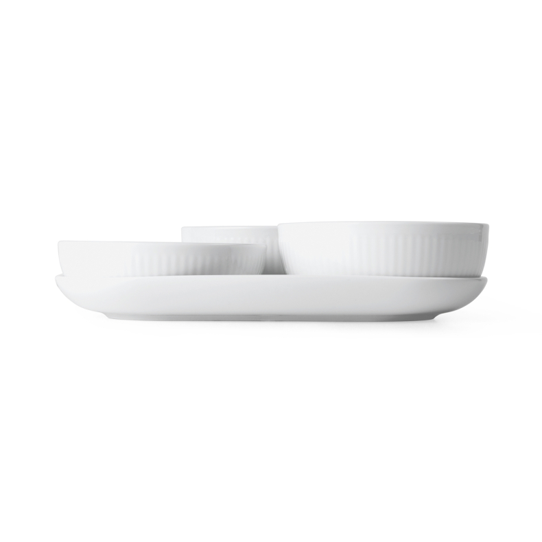 Royal Copenhagen Hvid Riflet serveringss�t 4 dele