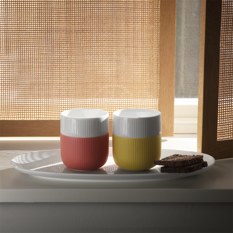 Royal Copenhagen Hvid Riflet aflangt fad hvid 37 cm