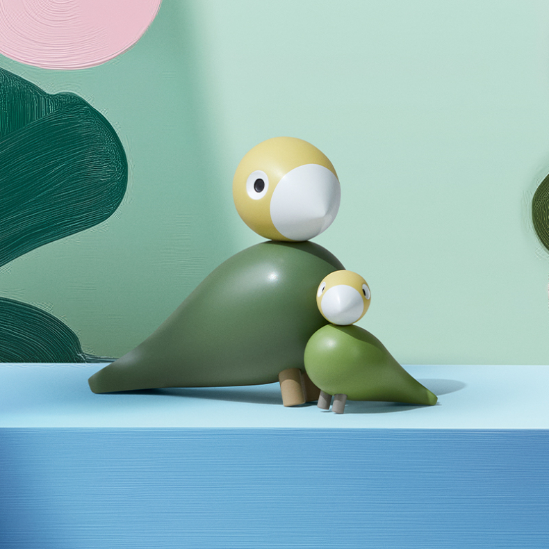 Kay Bojesen Liv &amp; Lykke fugle gr�n 2 stk