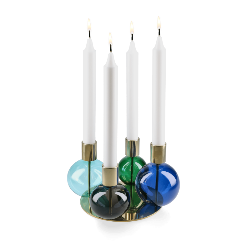 Holmegaard Bubble 4-armet Lysestage 17,5 cm bl/grn