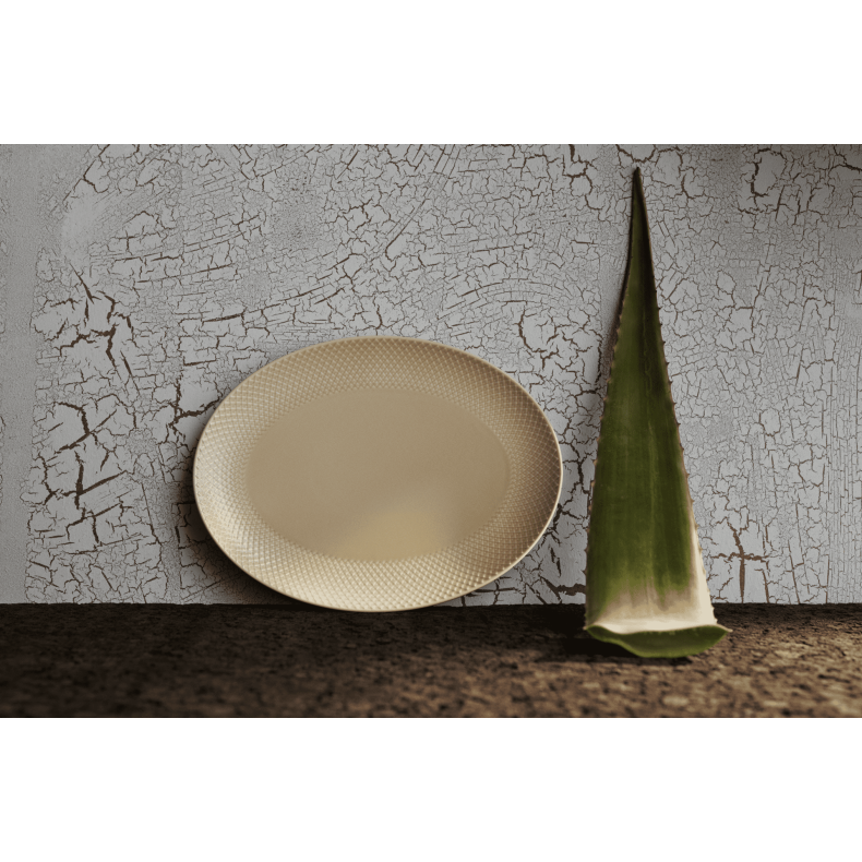 Lyngby Porceln Rhombe Earth Ovalt Serveringsfad 35x26,5 cm Marble