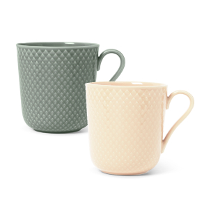 Lyngby Porceln Rhombe Earth krus mossgreen/marble 2 stk. 39 cl