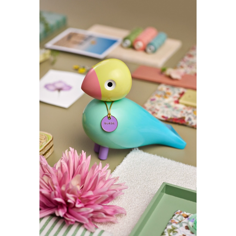 Kay Bojesen Story Birds Gl�de sangfugl lysebl� H 15,5 cm