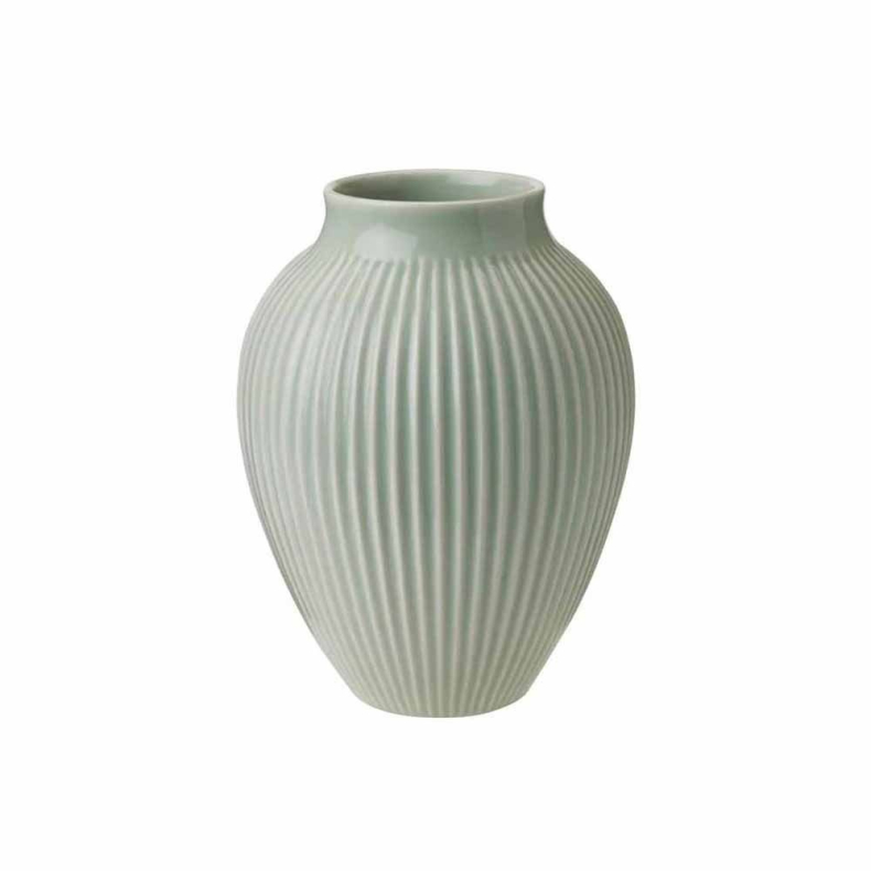 Knabstrup keramik vase mintgrn riller 20 cm