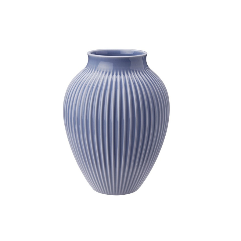 Knabstrup Keramik vase rillet lavendelbl 27 cm