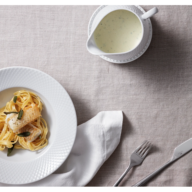 Lyngby Porceln Porceln Rhombe Pastatallerken 24,5cm, Hvid