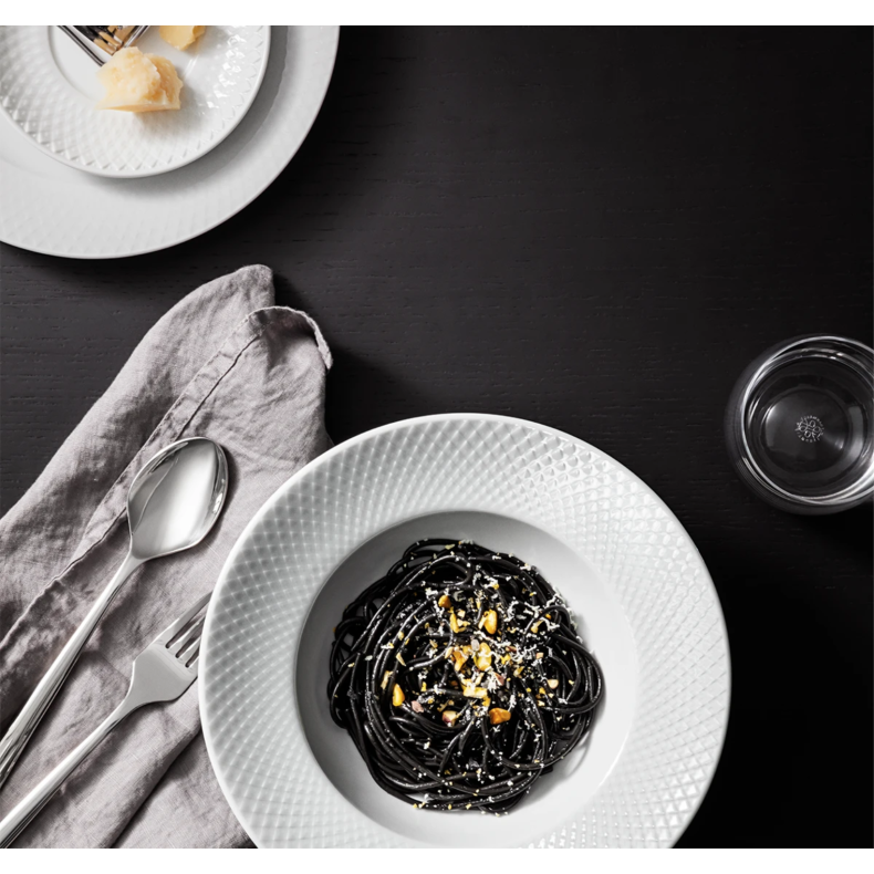 Lyngby Porceln Porceln Rhombe Pastatallerken 24,5cm, Hvid